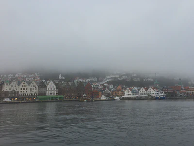 A foggy glimpse of Bergen.