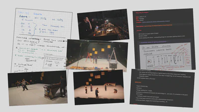 A digital collage of 8 images of different pieces of research data collected during the residencies.