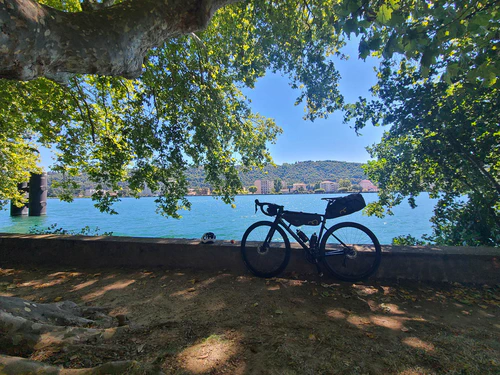 Found some shade to take a break from the heat!