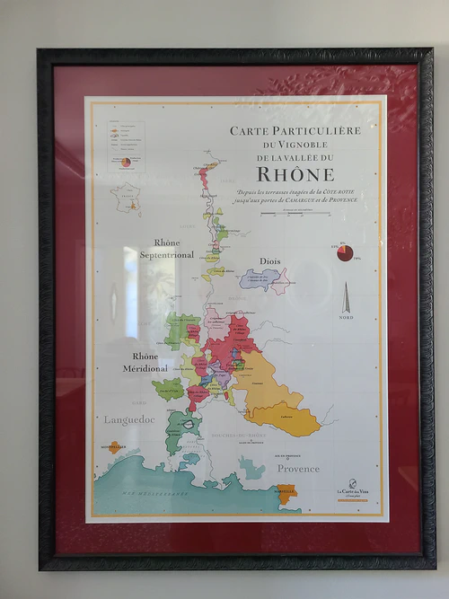 Map of the Rhône Valley wine region