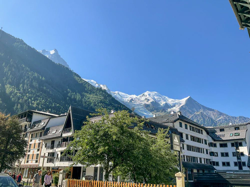 Mont Blanc towers over Chamonix