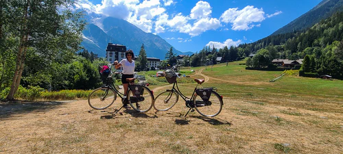 Exploring by bike, and finding our picnic spot where the paragliders land.