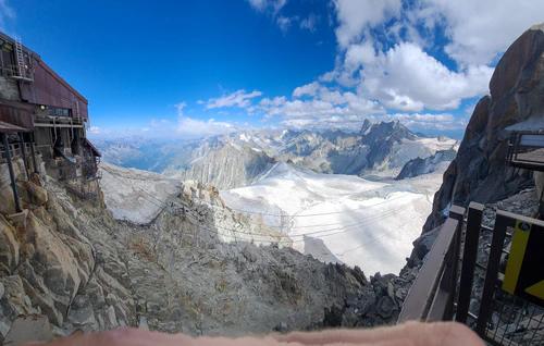 Up close and personal with the mountains on Aguille du Midi.