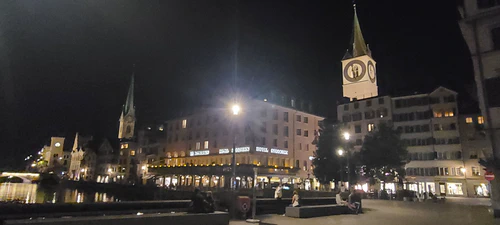 Downtown Zurich walk at night