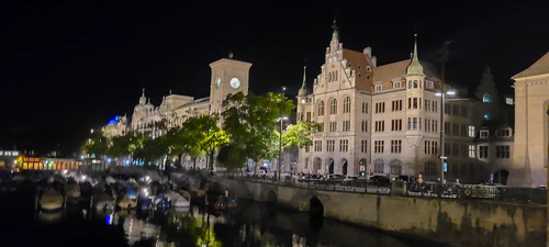 Downtown Zurich walk at night