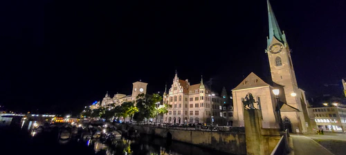 Downtown Zurich walk at night