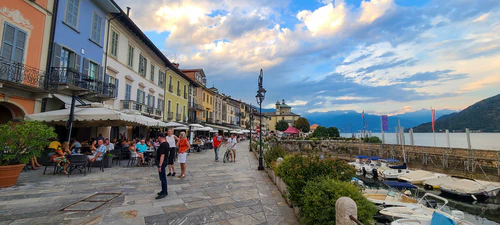 The stunning Cannobio waterfront boardwalk.