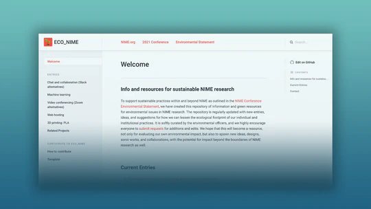 ECO_NIME: A wiki for sustainable NIME research